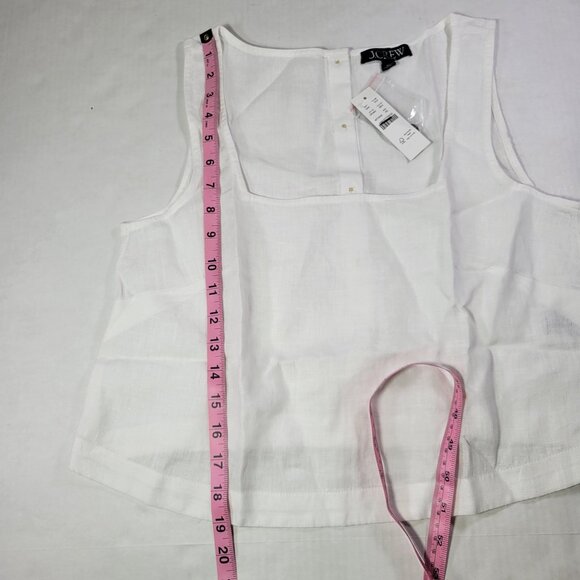 J.Crew Women White Mindy Saffron Linen Button-Back Lightweight Tank Top Size S - Picture 4 of 6